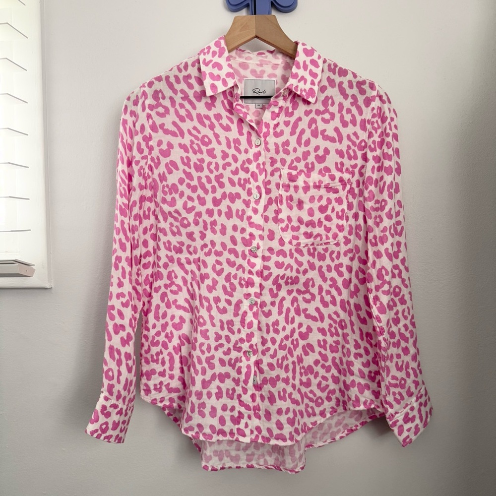 Rails XS Ellis Fuchsia Jaguar Pink Leopard Animal Print Relaxed Organic Cotton